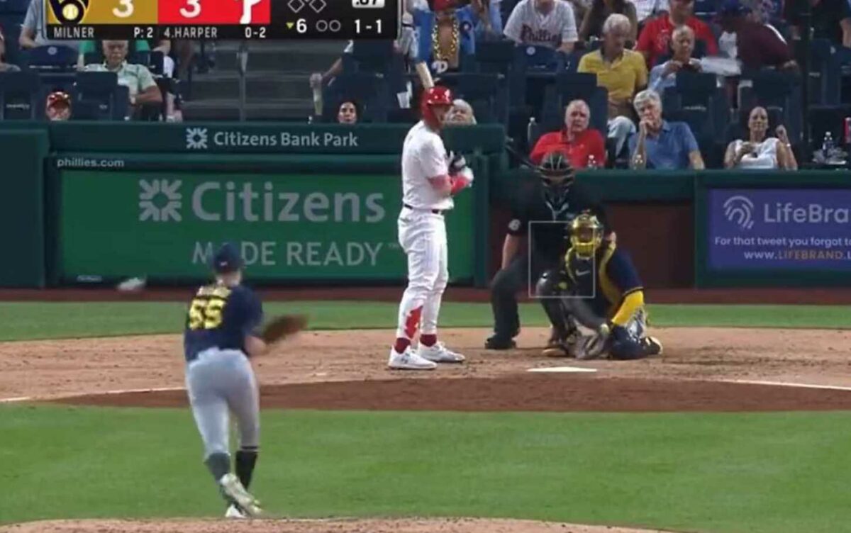 Bryce Harper had the most bizarre at-bat in which he barely moved for a 6-pitch strikeout