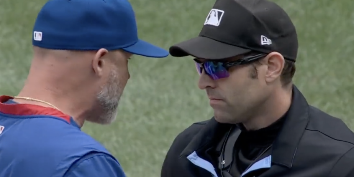 Mics clearly picked up David Ross’ fiery insult to the umpire after his first-inning ejection