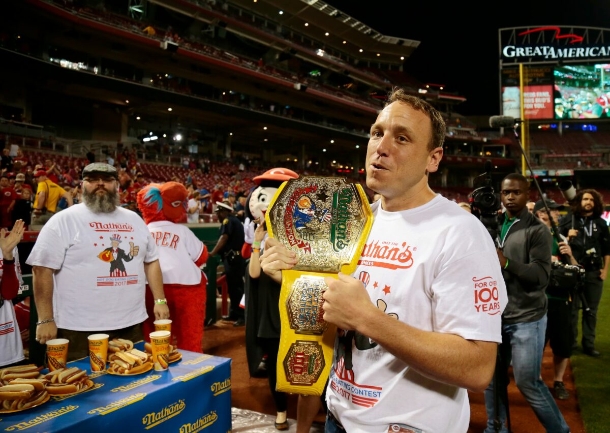 Joey Chestnut ate nearly 18,000 calories worth of hot dogs in 10 minutes