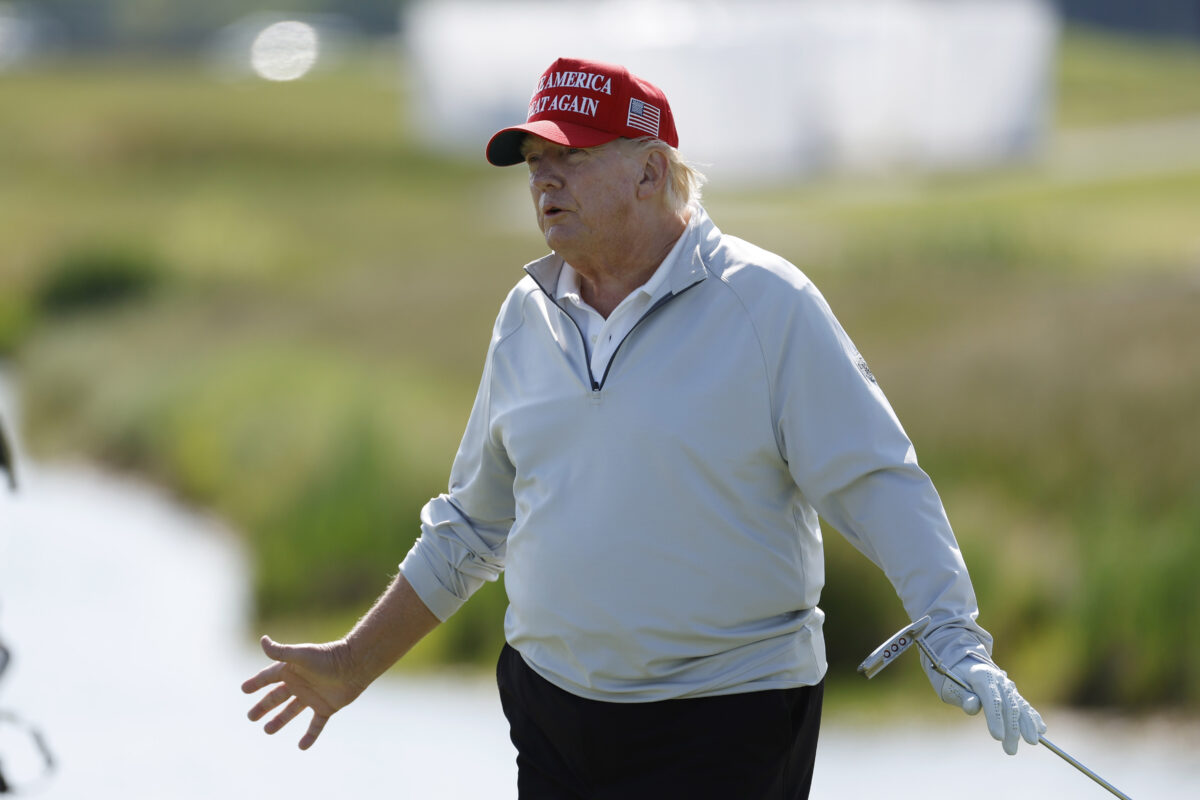 Watch former President Donald Trump hit a vicious shank in recent golf outing