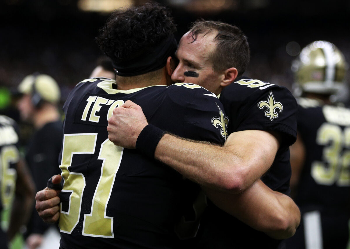 Fittingly, Drew Brees and Manti Te’o visit Saints-Chargers practice