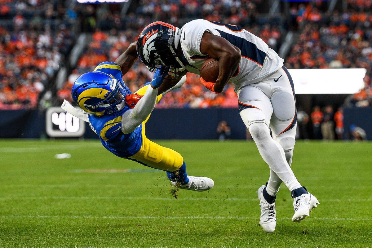 Rams rookie Tre Tomlinson ejected for dangerous facemask tackle vs. Broncos