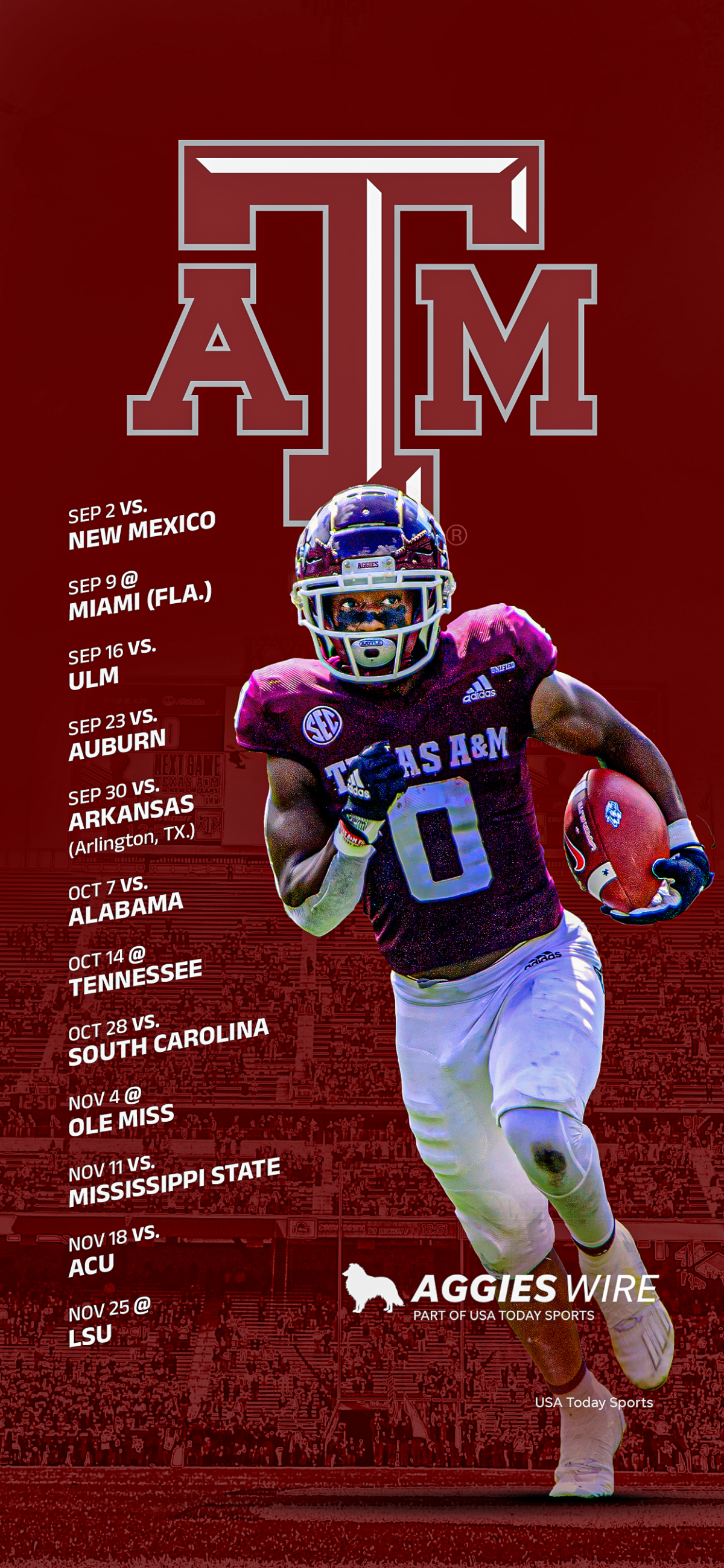 2023 Texas A&M Aggies Football Schedule: Downloadable Smartphone Wallpaper