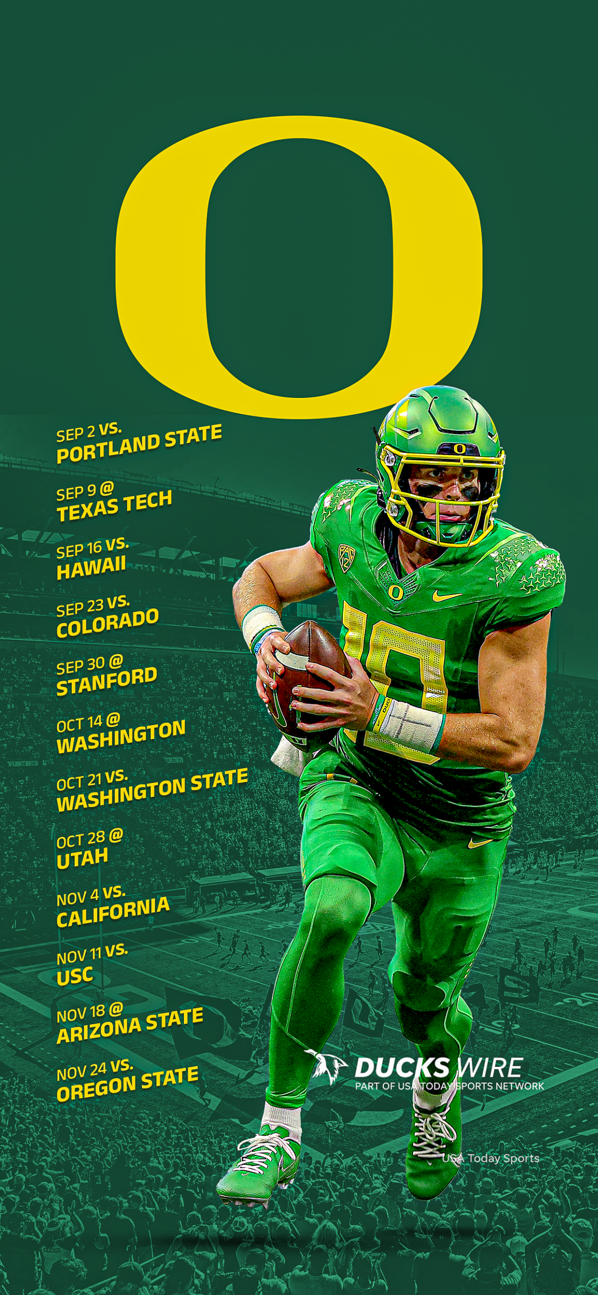 2023 Oregon Ducks Football Schedule: Downloadable Smartphone Wallpaper