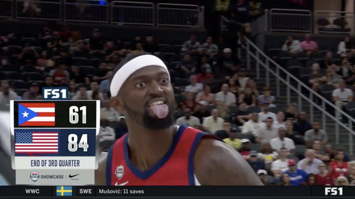 Team USA’s Bobby Portis stuck his tongue out after a basket and the entire arena chanted his name