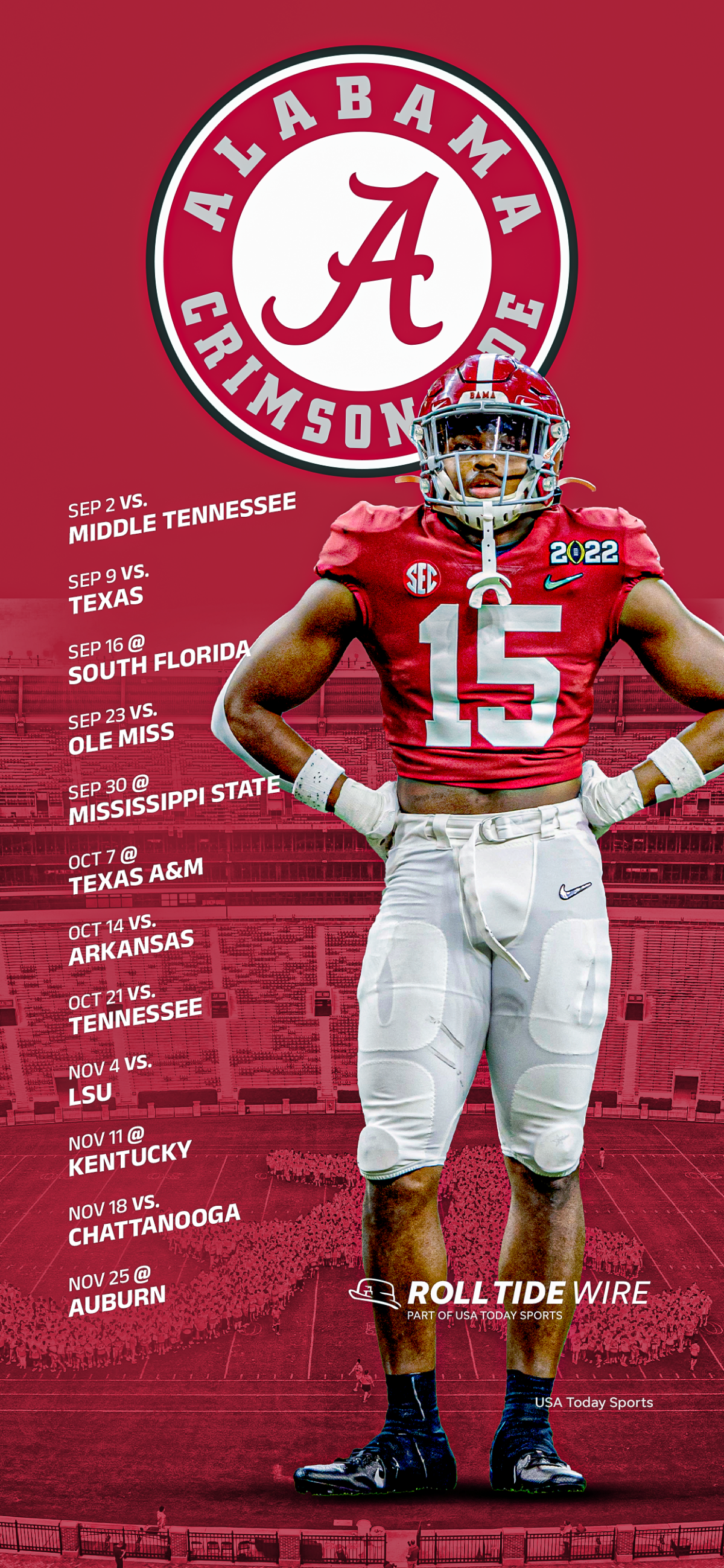 2023 Alabama Crimson Tide Football Schedule: Downloadable Smartphone Wallpaper