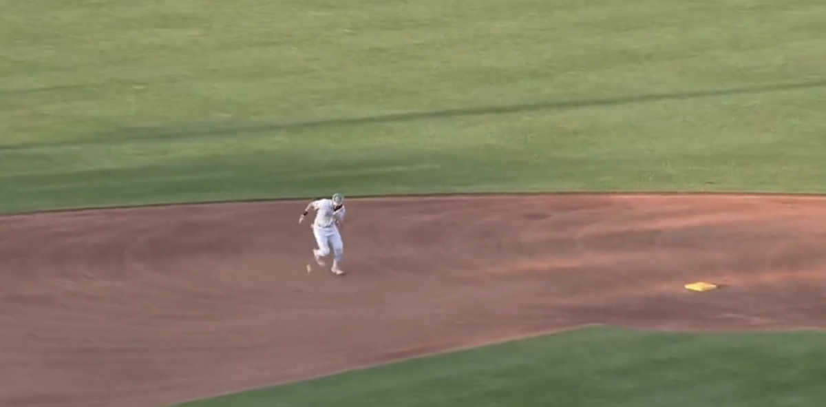 A Savannah Bananas infielder made a bonkers behind-the-back bounce throw out look so smooth