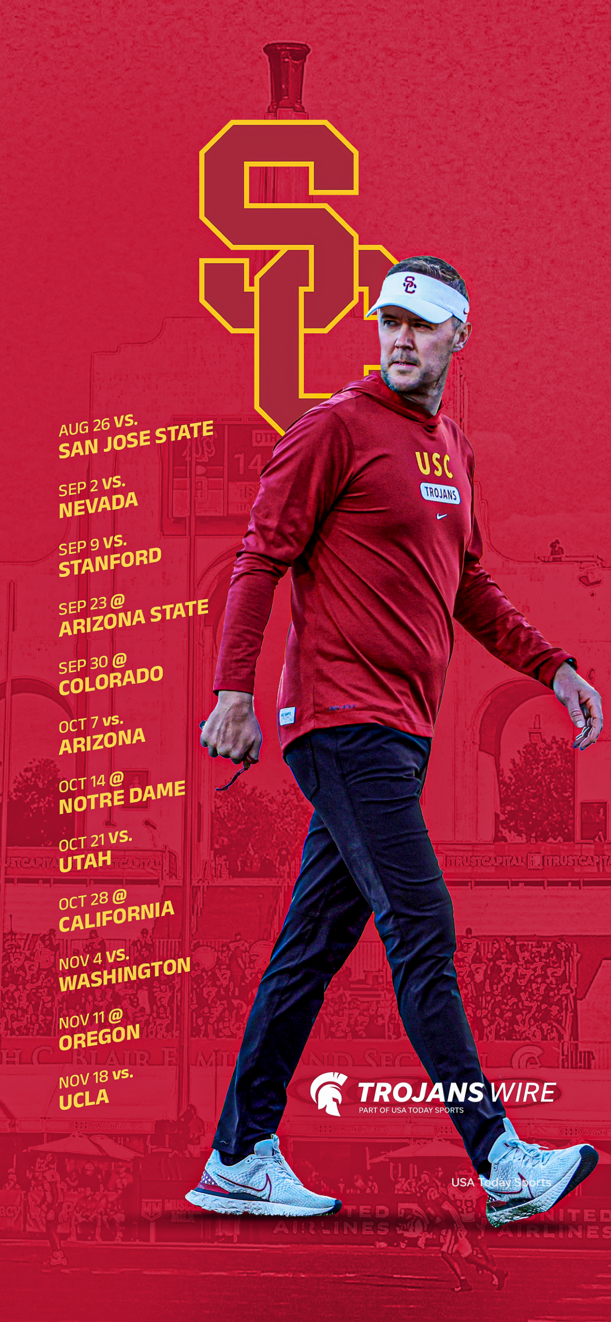 2023 USC Trojans Football Schedule: Downloadable Smartphone Wallpaper