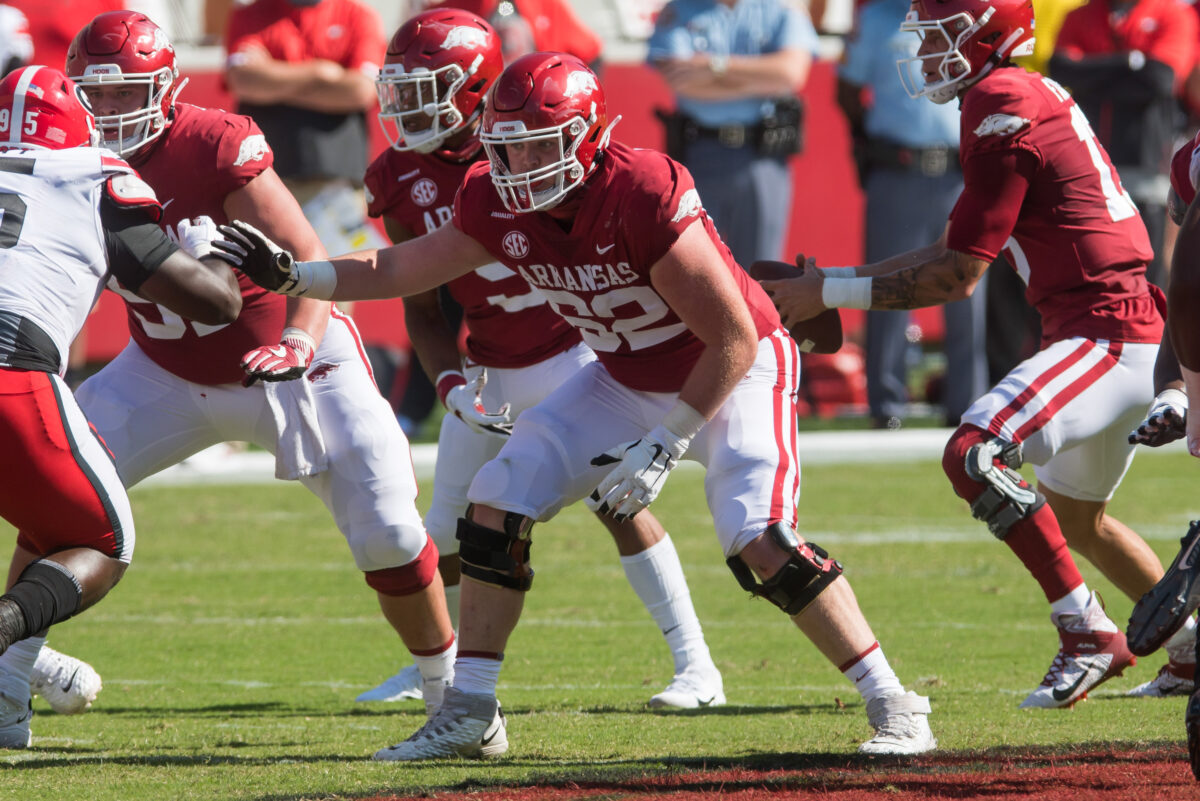 Pittman says Hogs banged, bruised, but mostly in good shape heading into opener