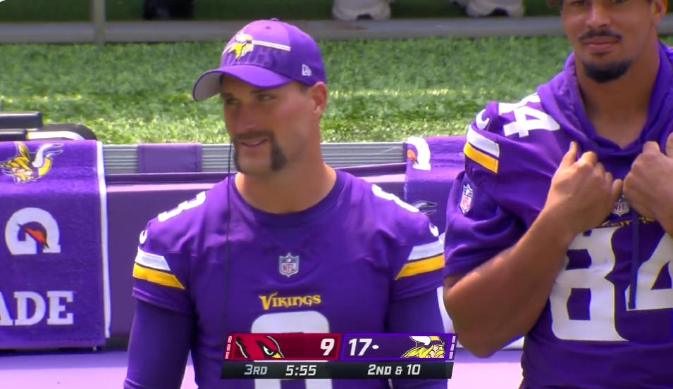 Kirk Cousins rocked a new handlebar mustache on Vikings sideline, and NFL fans loved it