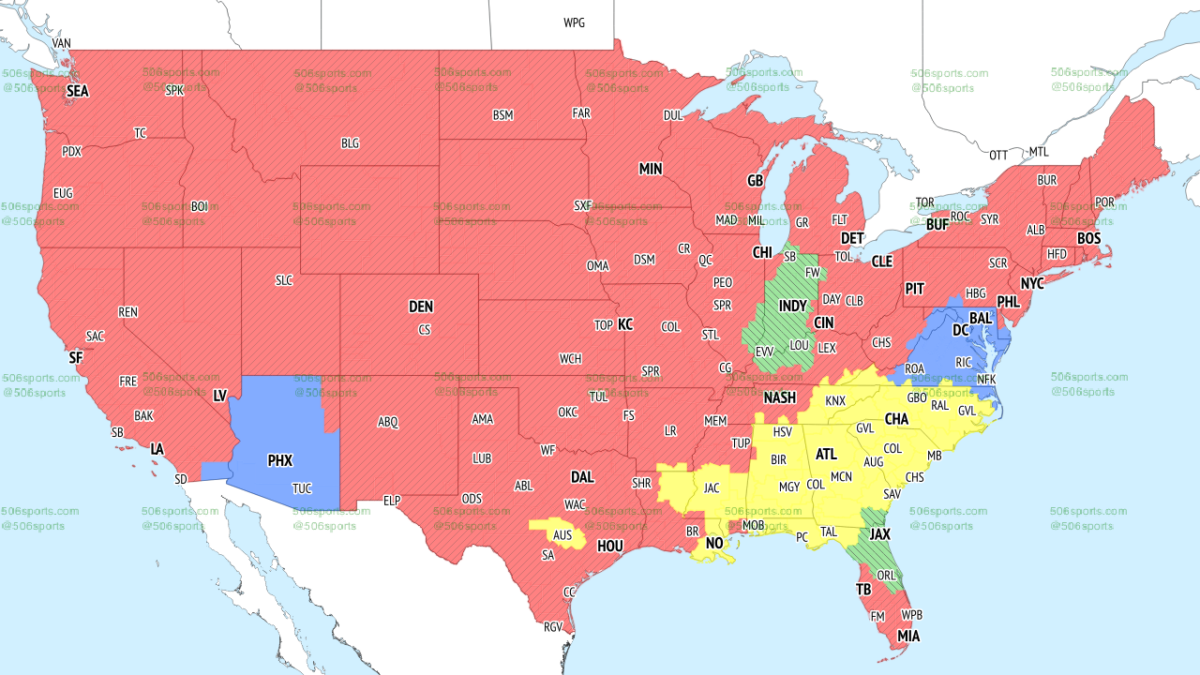 If you’re in the green, you’ll get Colts vs. Jaguars on TV