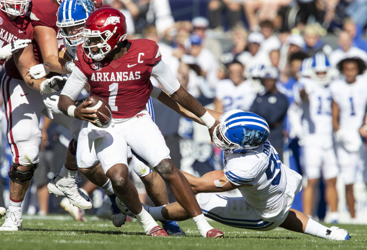 Arkansas enters Week 3 as the favorites over BYU according to ESPN’s FPI