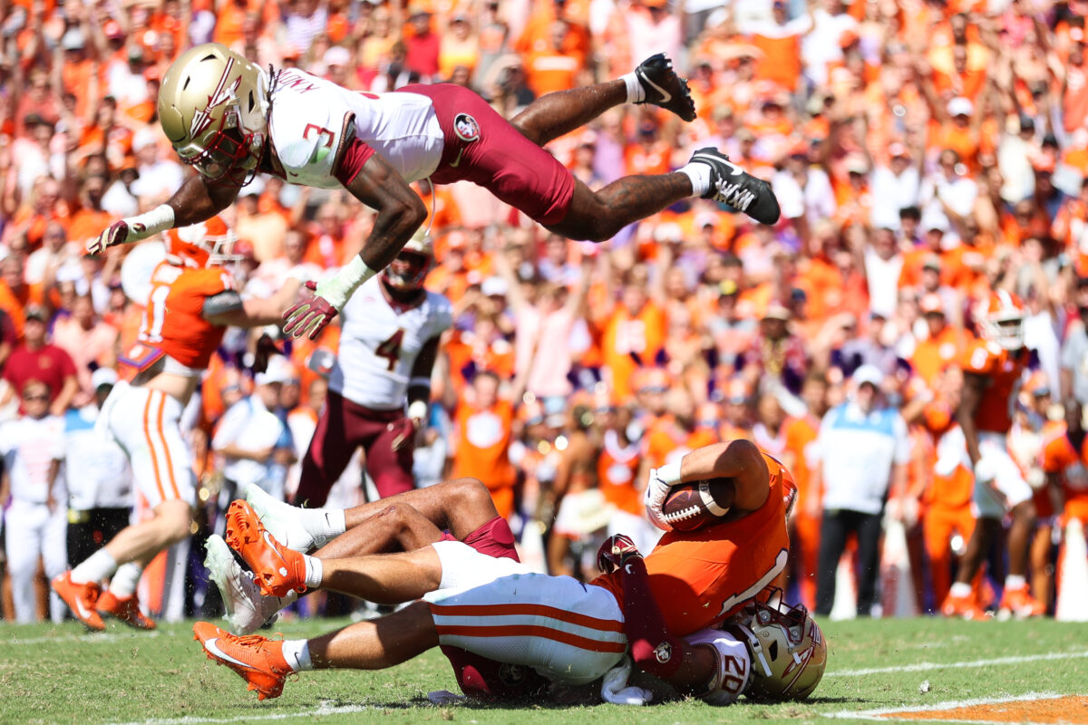 Florida State’s Kalen DeLoach’s devastating hit creates strip sack, score against Clemson