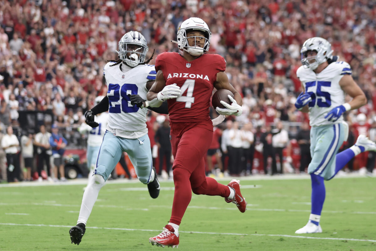 WATCH: Cardinals WR Rondale Moore speeds by everyone for 1st career rushing TD