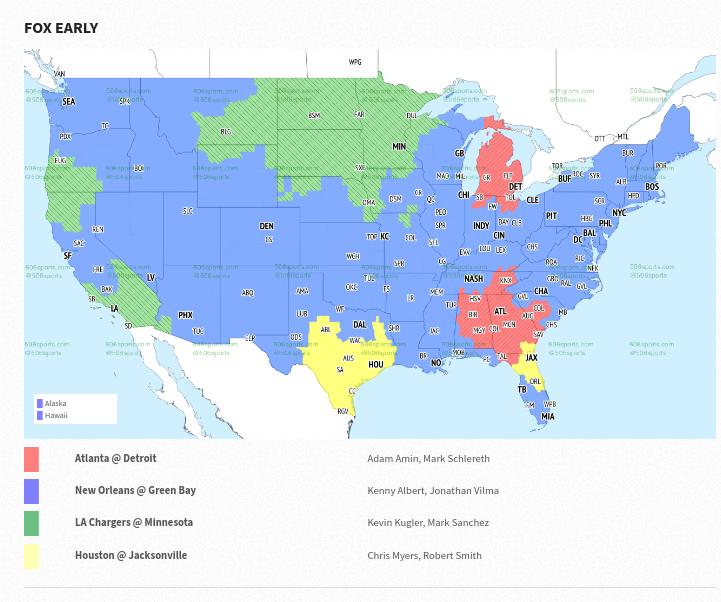 TV broadcast maps for Week 3 of NFL action