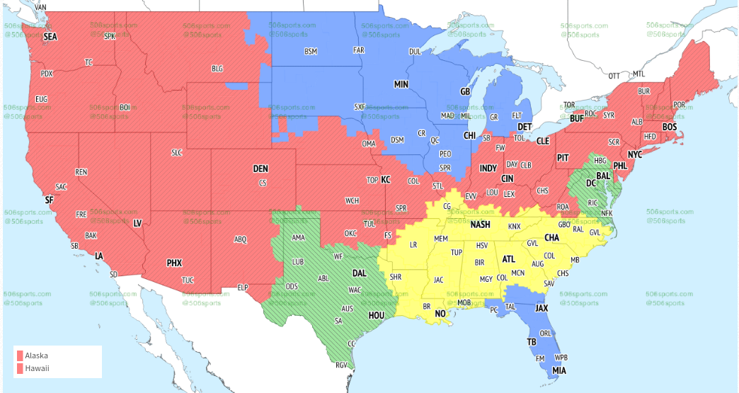 TV broadcast map for Ravens vs. Texans in Week 1