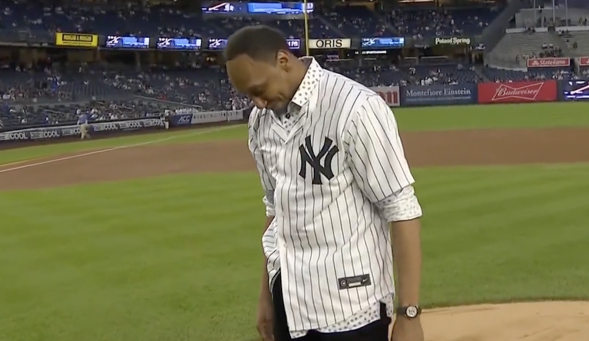 Stephen A. Smith embarrassingly one-hopped a Yankees first pitch he was so confident about
