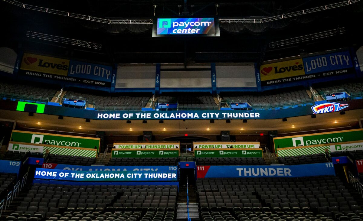 LOOK: Paycom Center installs new scoreboard for OKC Thunder games