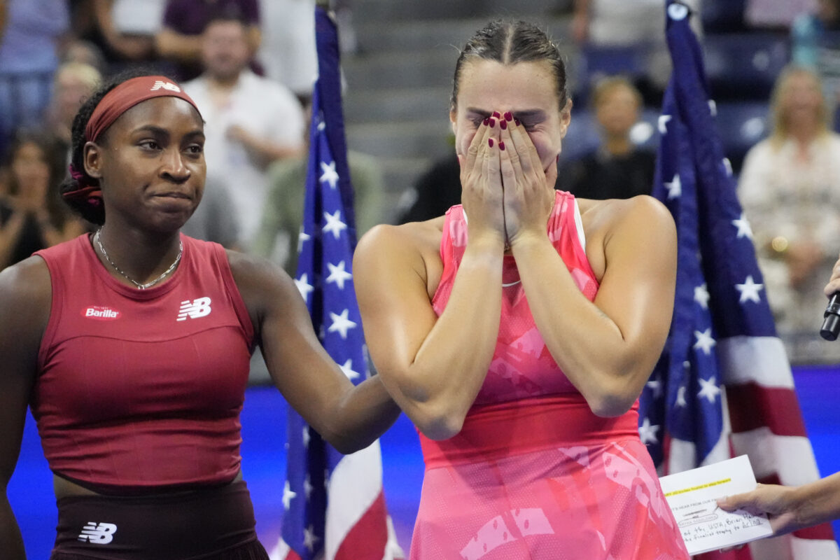 Aryna Sabalenka’s racket lost a battle with the floor after Coco Gauff’s U.S. Open win