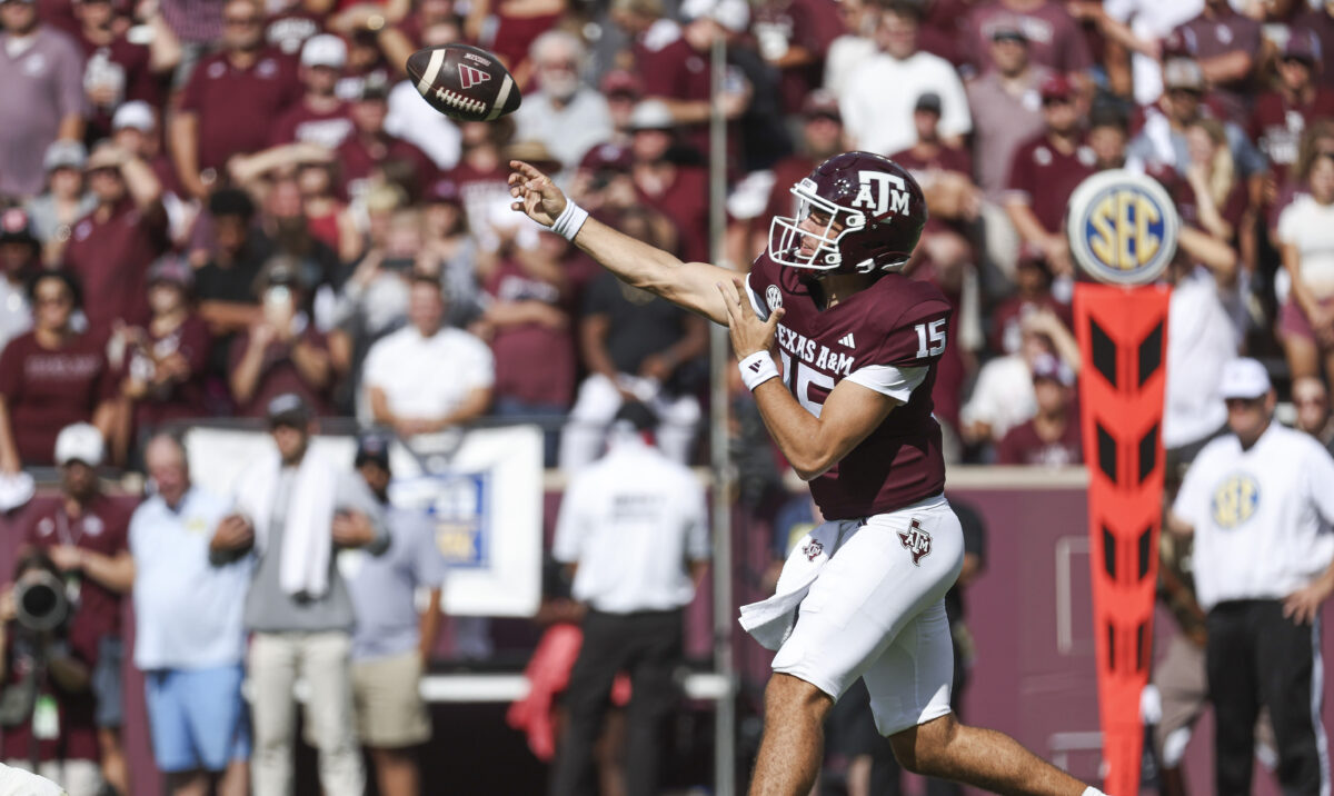 ‘Very efficient day, in my opinion, in all three phases,’ Jimbo Fisher spotlights Conner Weigman, Aggie receivers as Texas A&M routes UL Monroe