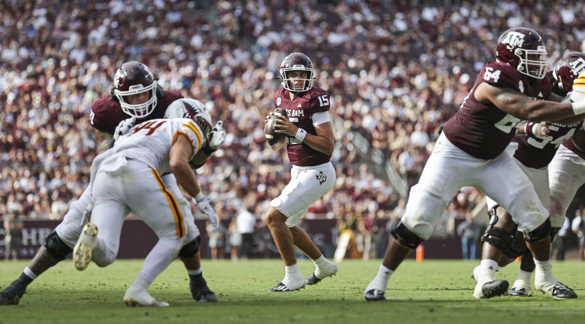 Conner Weigman’s efficient day leaves him just four percentage points shy of the All-Time Aggie completion record