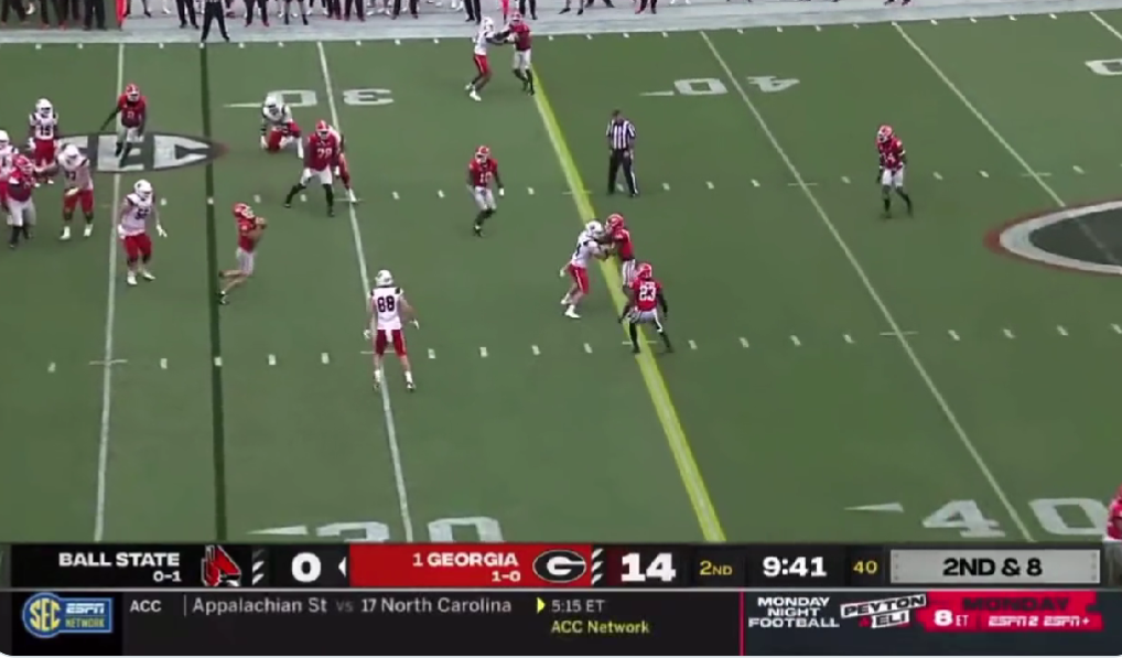 Georgia’s Chaz Chambliss made an incredible interception off a Ball State player’s foot