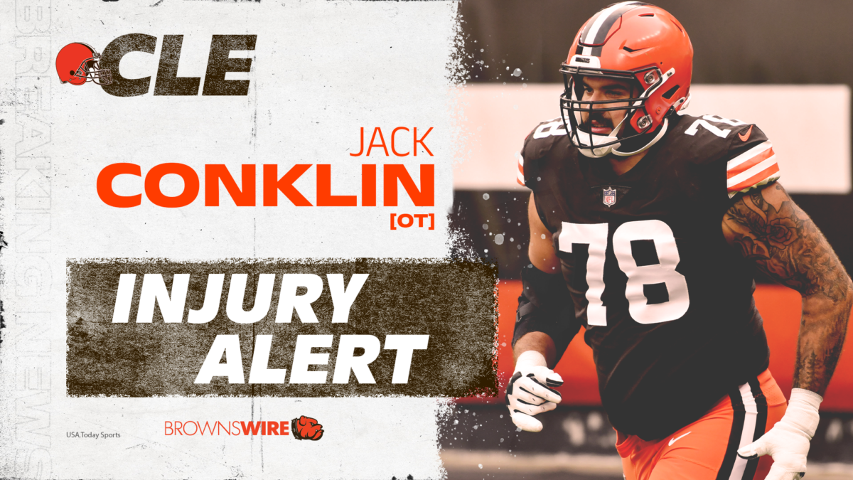 Browns OT Jack Conklin carted off with knee injury vs. Bengals