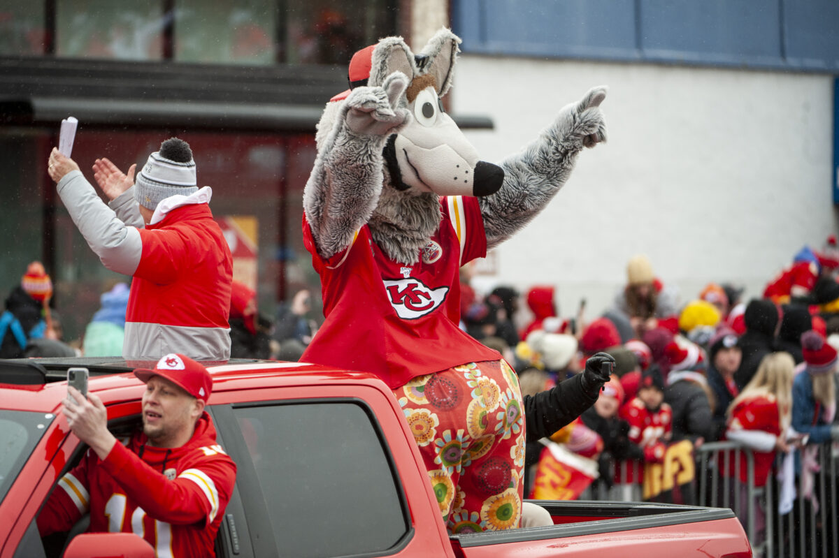 Chiefs mascot K.C. Wolf broke out his best dance moves at First Fridays