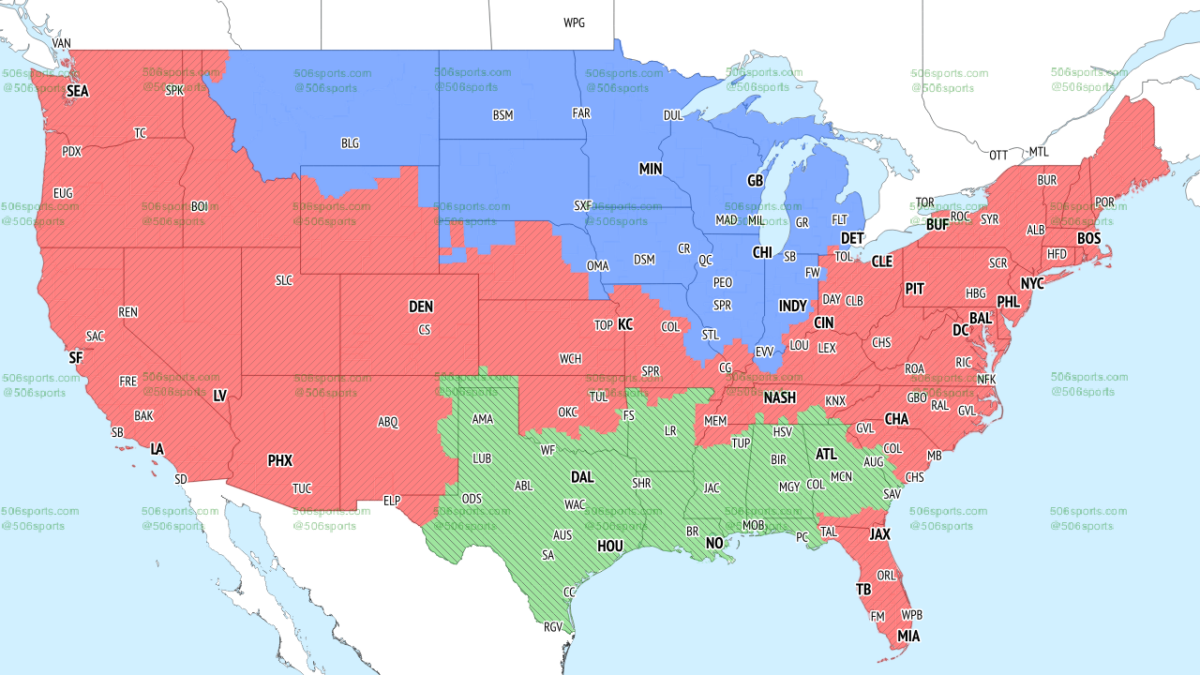 TV broadcast map for Bears vs. Vikings in Week 6