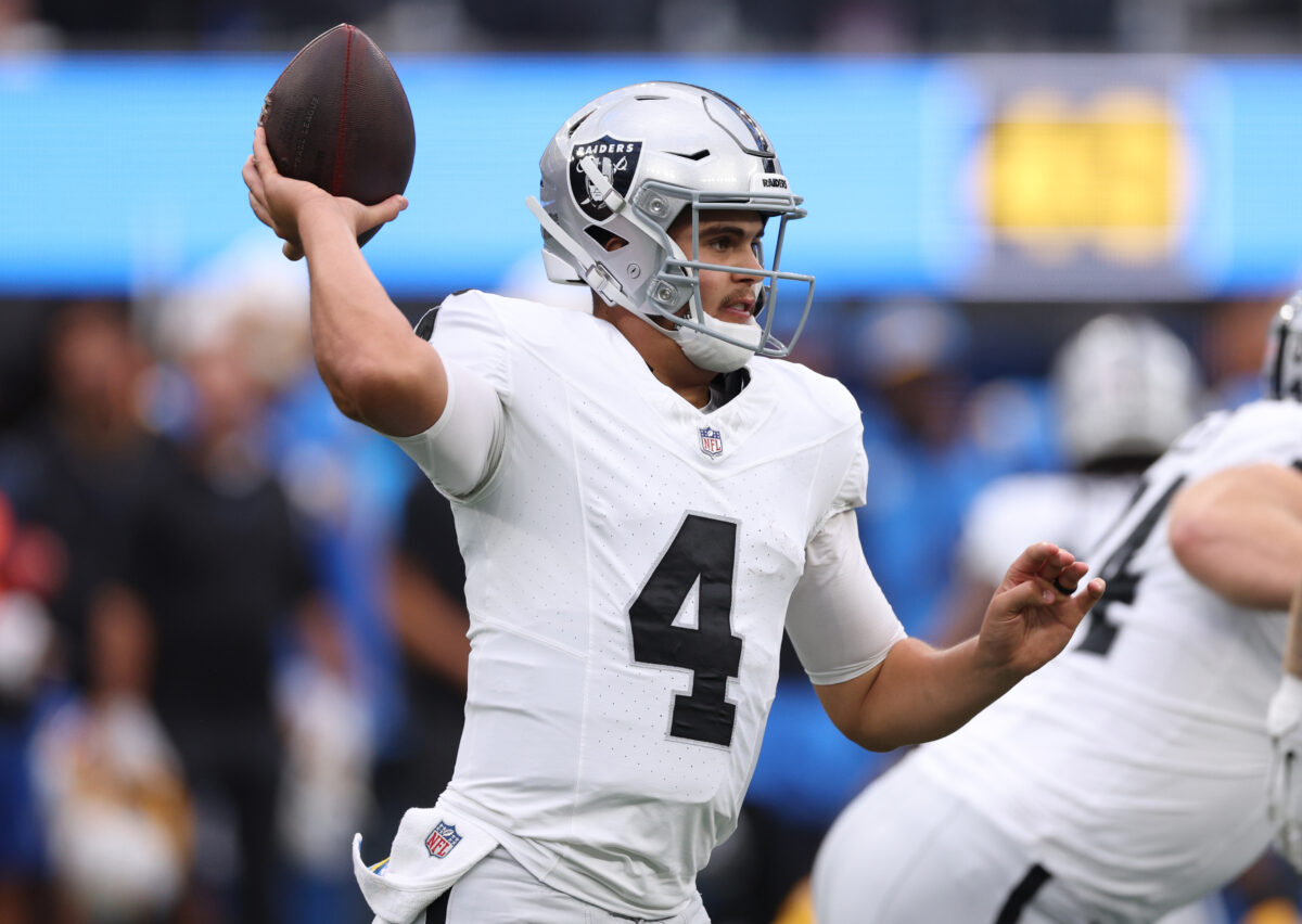 LOOK: Raiders QB Aidan O’Connell’s passing chart vs. Chargers