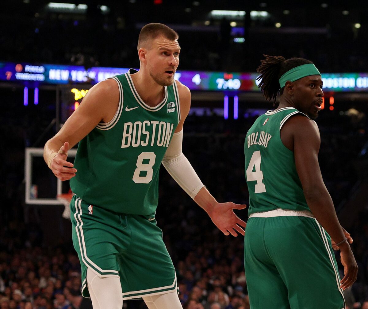 Celtics’ Kristaps Porzingis impressed with Jrue Holiday’s defense vs. New York Knicks