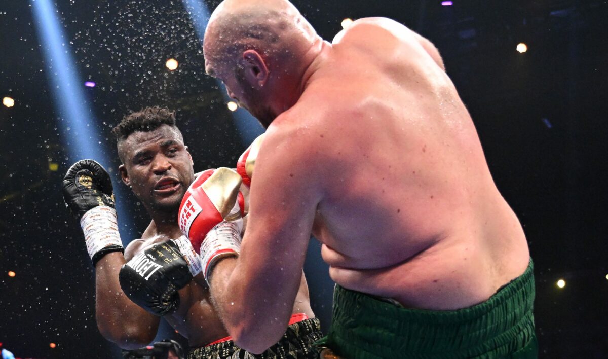 See two angles: Tyson Fury gets knocked down by Francis Ngannou