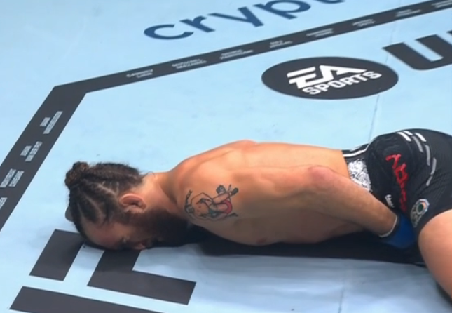 UFC 294 video: Victor Henry screams and writhes after foul, tells dubious doctor ‘it was all d*ck and balls’