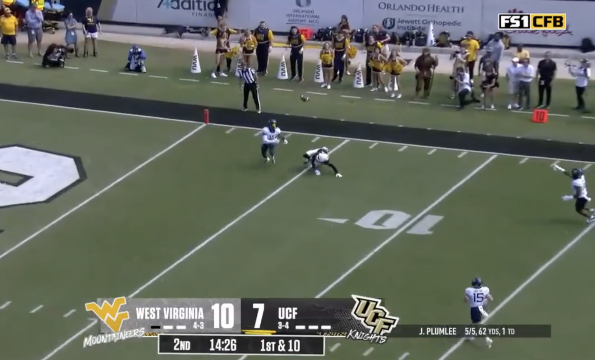 West Virginia-UCF broadcast didn’t drop an F-bomb over this interception, but it sure sounded like it