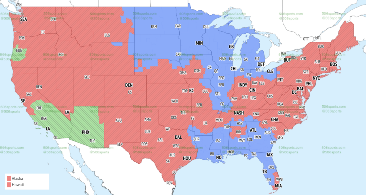 TV broadcast map for Bucs vs. Lions in Week 6
