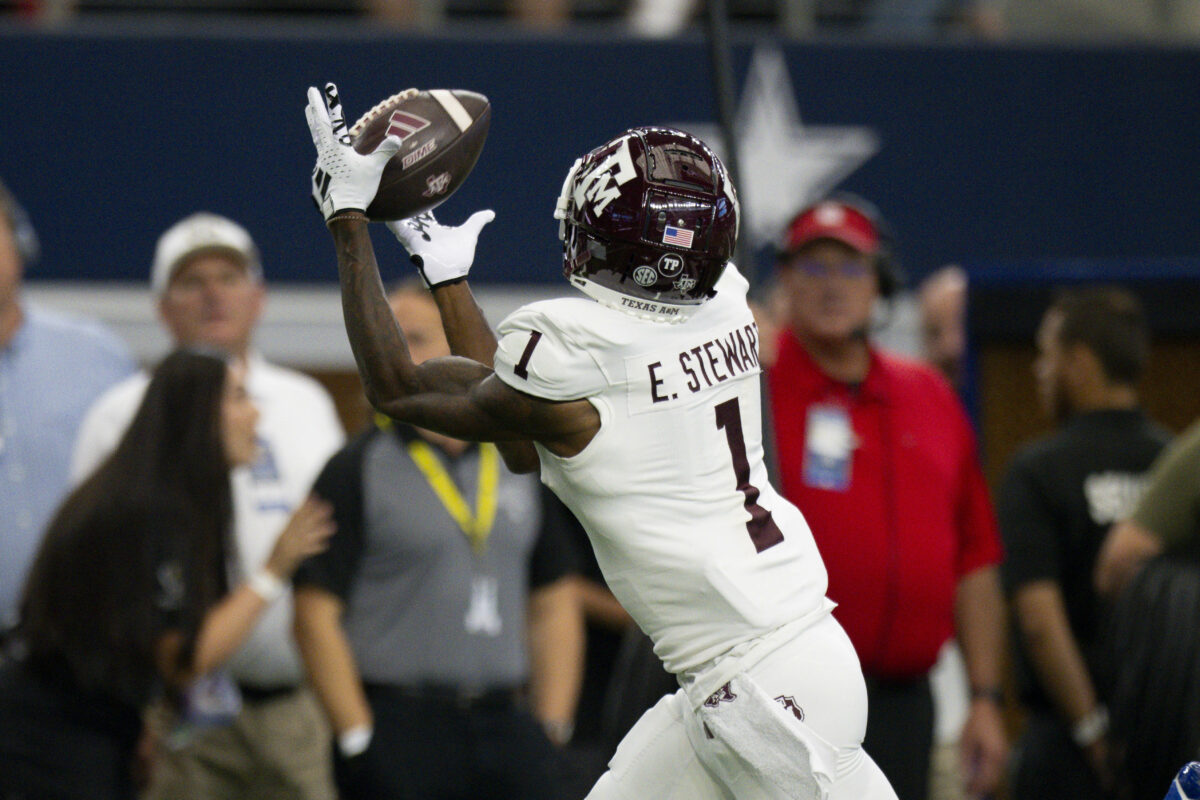 After defeating Arkansas 34-22, Texas A&M star WR Evan Stewart has already eclipsed another personal milestone