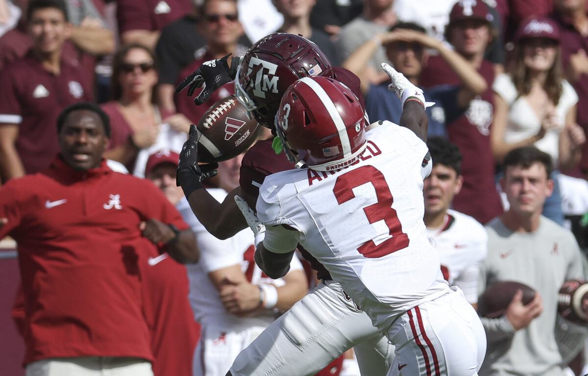 WATCH: Terrion Arnold and Miss Terry share a moment after Alabama’s win over Texas A&M