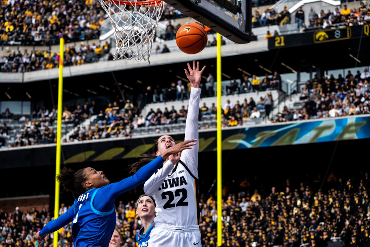 Incredible images as Caitlin Clark and Iowa women scrimmage before 55,546 at Kinnick Stadium