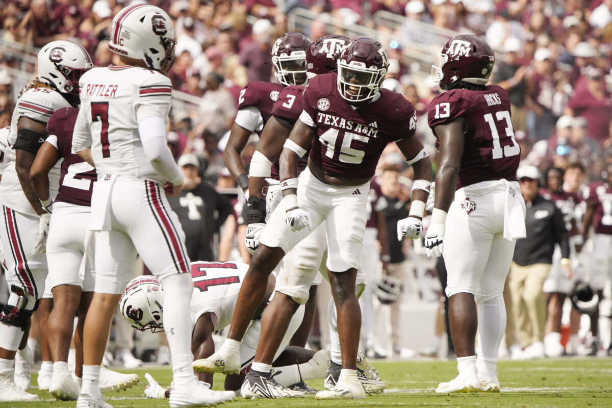 Linebacker Edgerrin Cooper and the relentless Aggie defense stuffed the stat sheet in Texas A&M’s 30-17 win over South Carolina