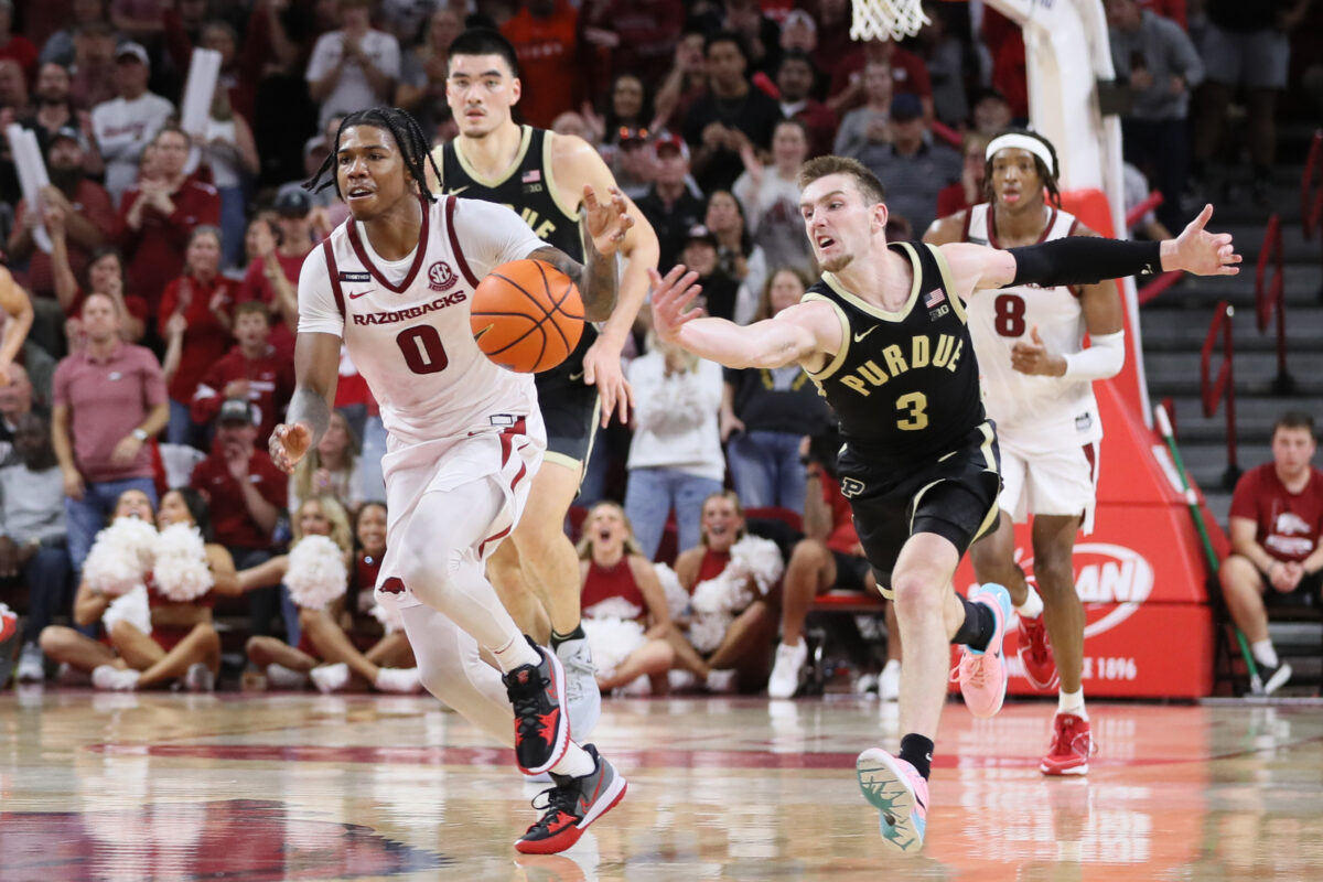 No. 14 Hogs knock off No. 3 Purdue 81-77 in thrilling exhibition game
