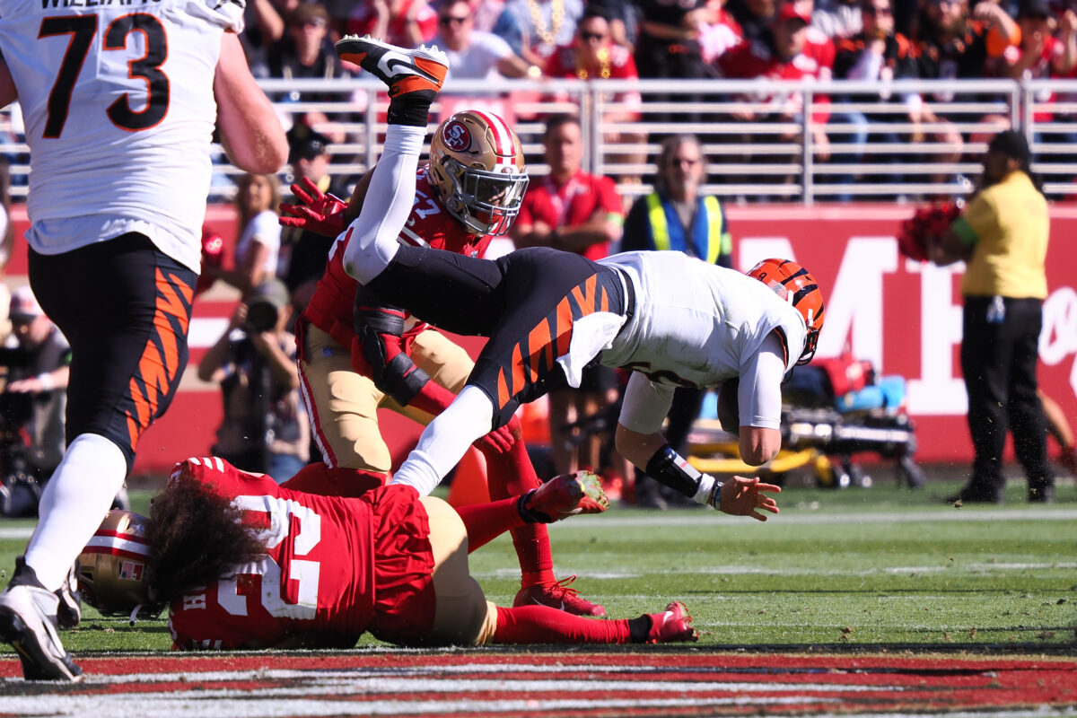 Watch: 49ers defense forces clutch turnover in red zone vs. Bengals