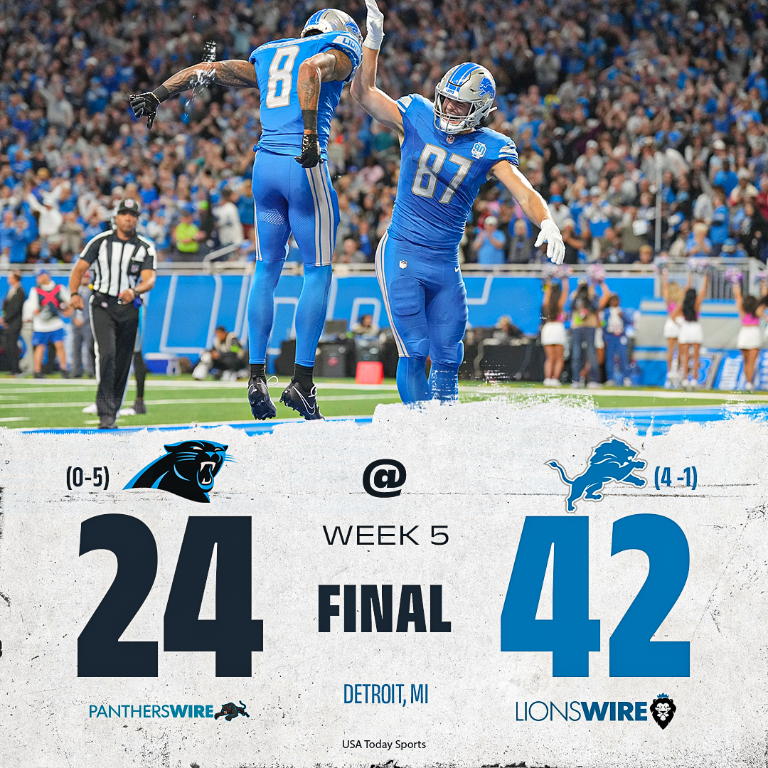 Lions roar to a big early lead, cruise to a Week 5 win over the Panthers