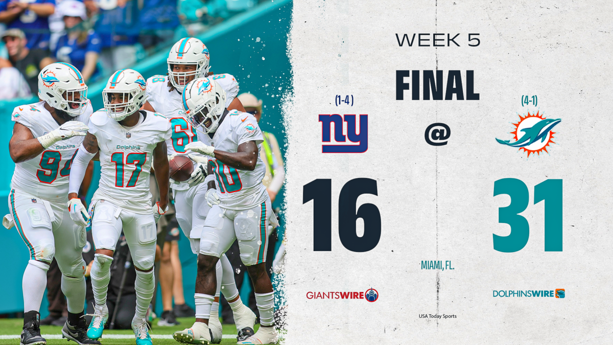 Giants clobbered by Dolphins, 31-16, in latest embarrassment