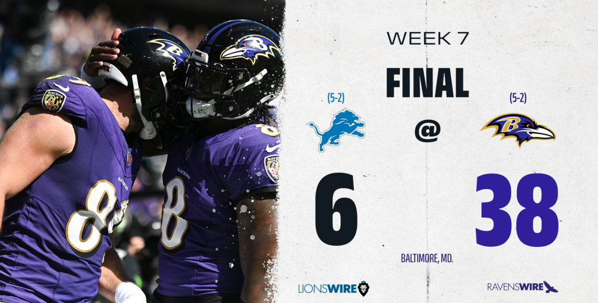 Instant analysis of the Ravens dominant 38-6 win over Lions in Week 7