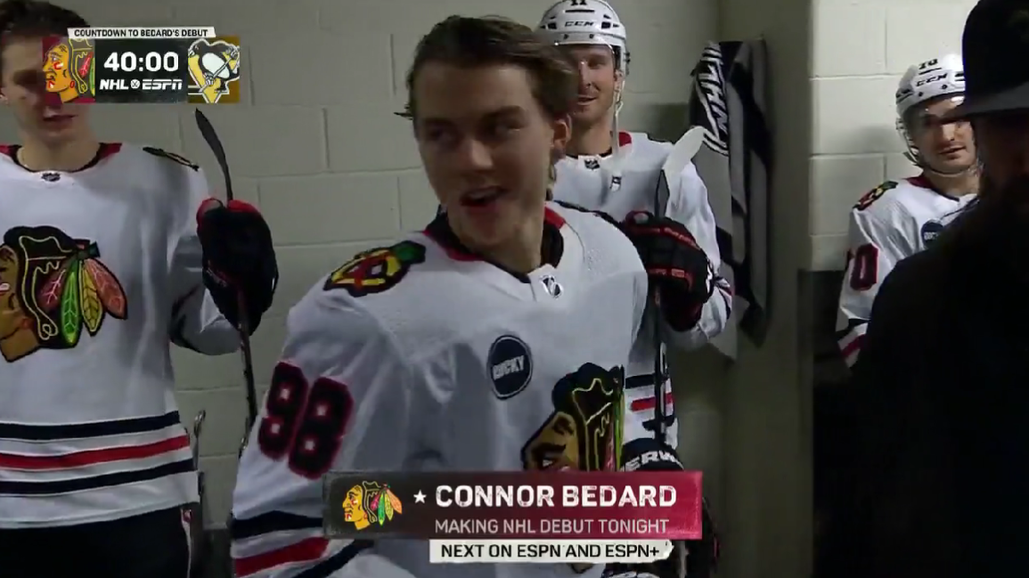 Connor Bedard got so nervous before his NHL debut he forgot his hockey stick