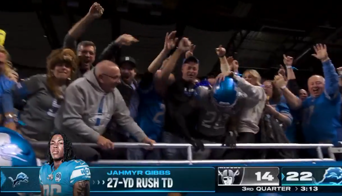 Joe Buck had an amusing response to Jahmyr Gibbs leaping into the stands to celebrate a Lions TD
