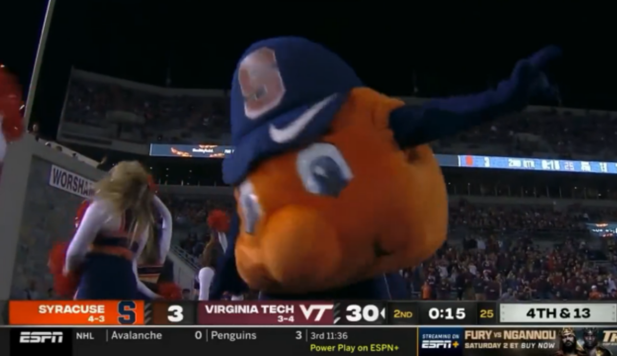 Otto the Orange danced the pain away to Mr. Brightside as Syracuse got pummeled by Virginia Tech