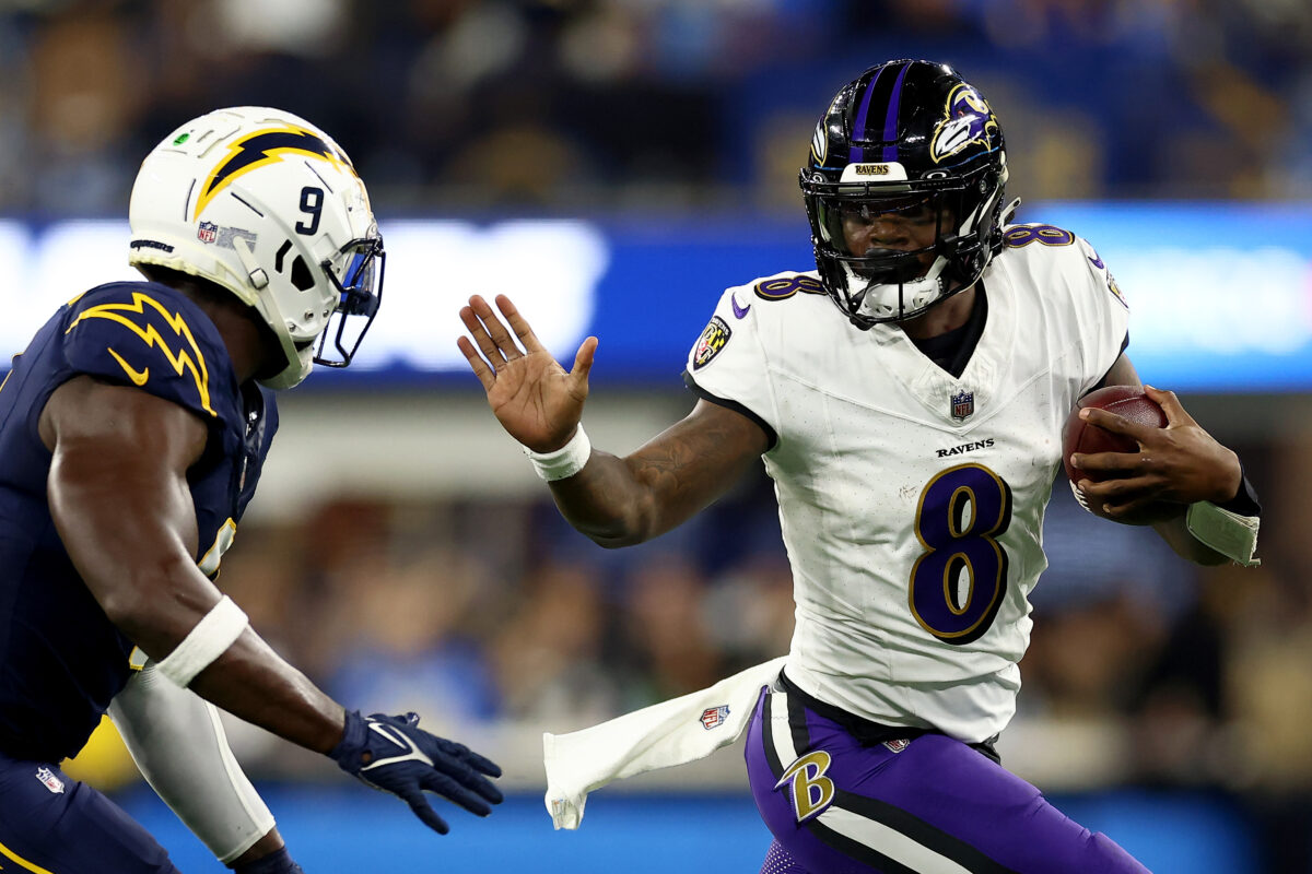 Lamar Jackson eclipsed 5,000 career rushing yards against Chargers