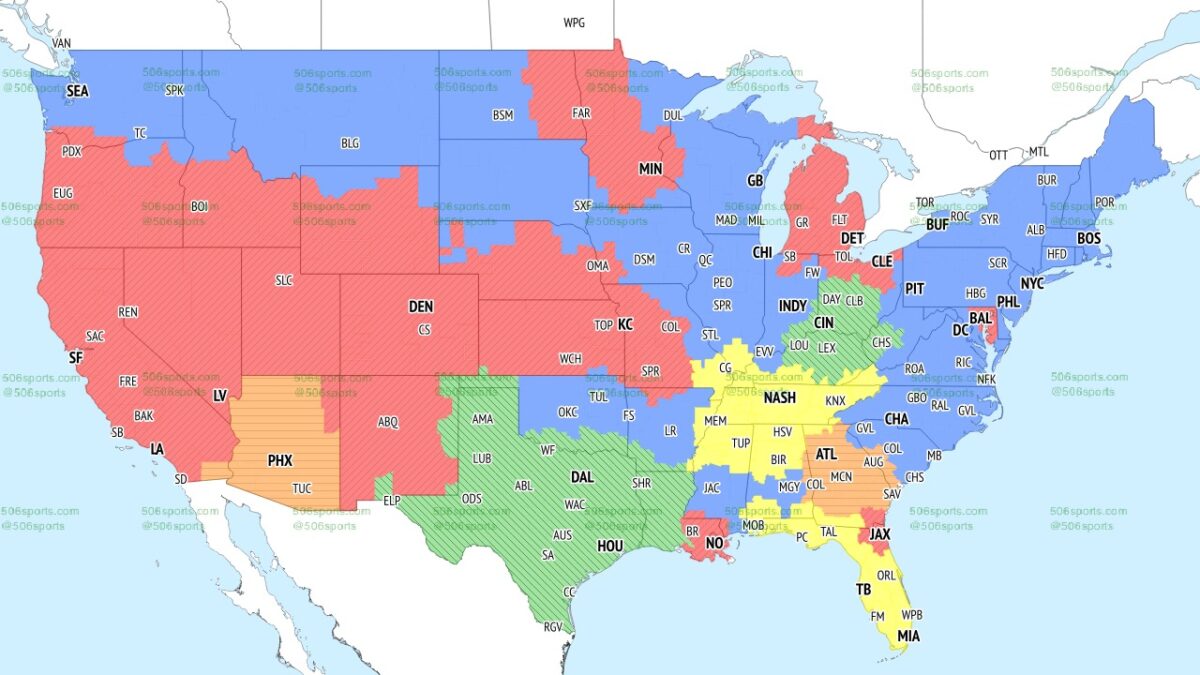 NFL Week 10 TV broadcast maps