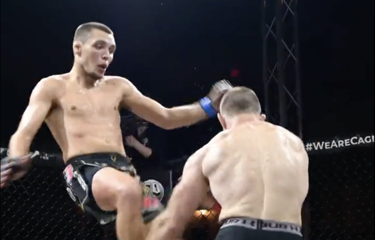 Video: UFC alum Joe Giannetti folds opponent with slick jumping karate kick